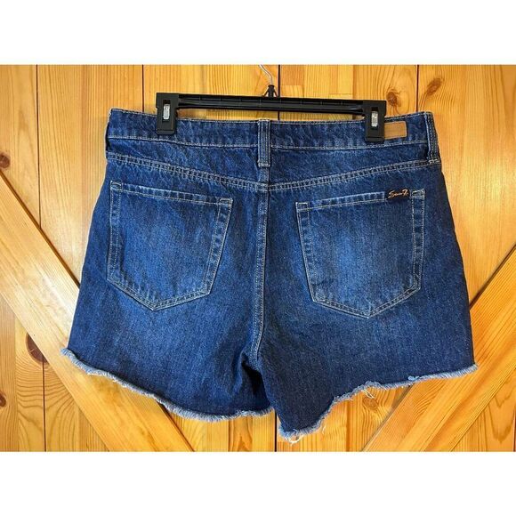 Seven7 Weekend Dark Denim Distressed Shorts Size 10 (8708) - Picture 4 of 4